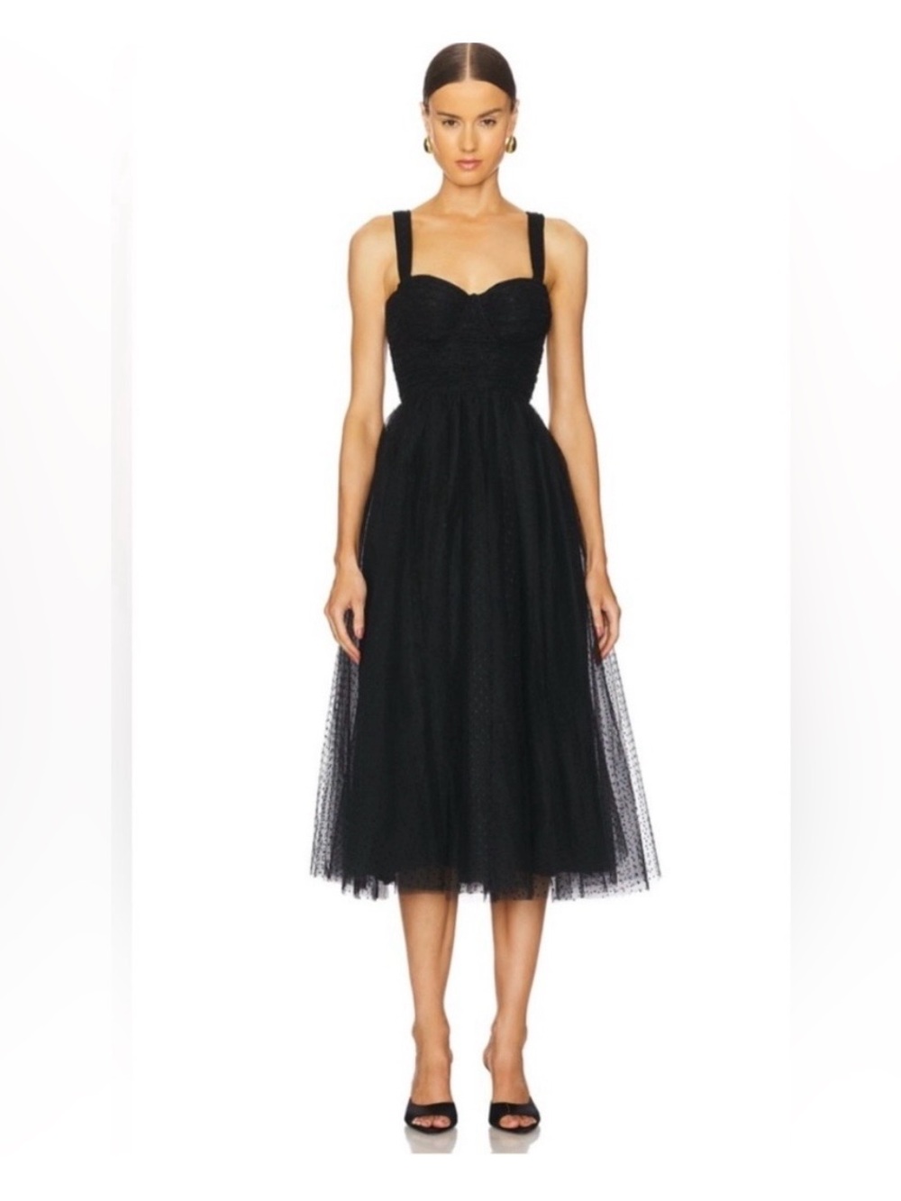Zimmermann Tulle Midi Dress Black Polka Dot Corset Sz 4 (US 10-12) Worn Once